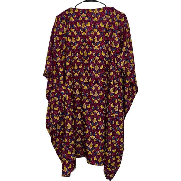 Carla Christoph Kaftan Dress One Size -Chest = 21” Purple Floral Cover Up Resort - Picture 5 of 7